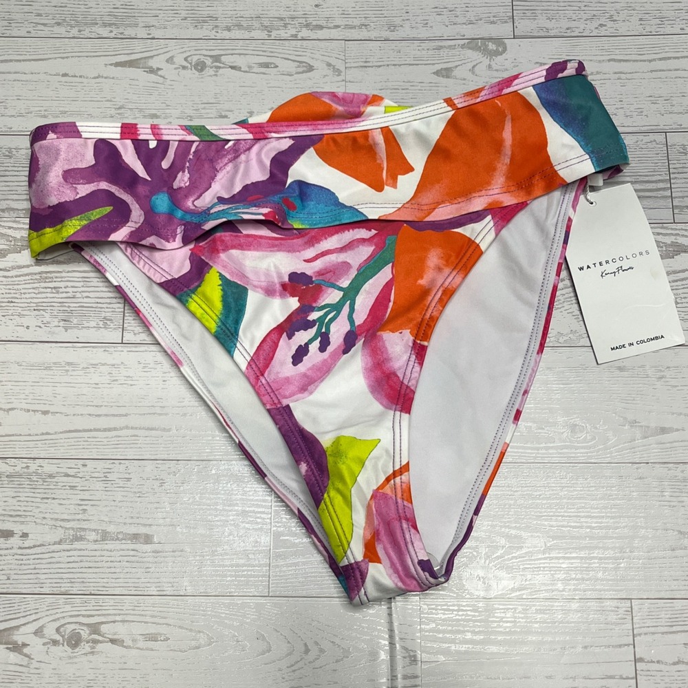 Kenny Flowers Watercolors The Kona Banded Sporty Bikini Bottom Floral Multi S - Picture 3 of 8